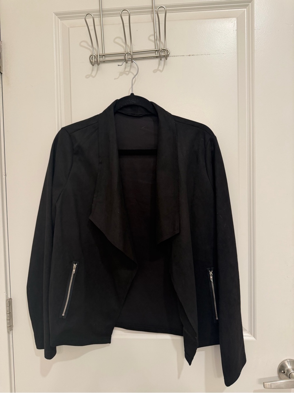 Black Open-Front Women's Blazer/Jacket with Zip Pockets